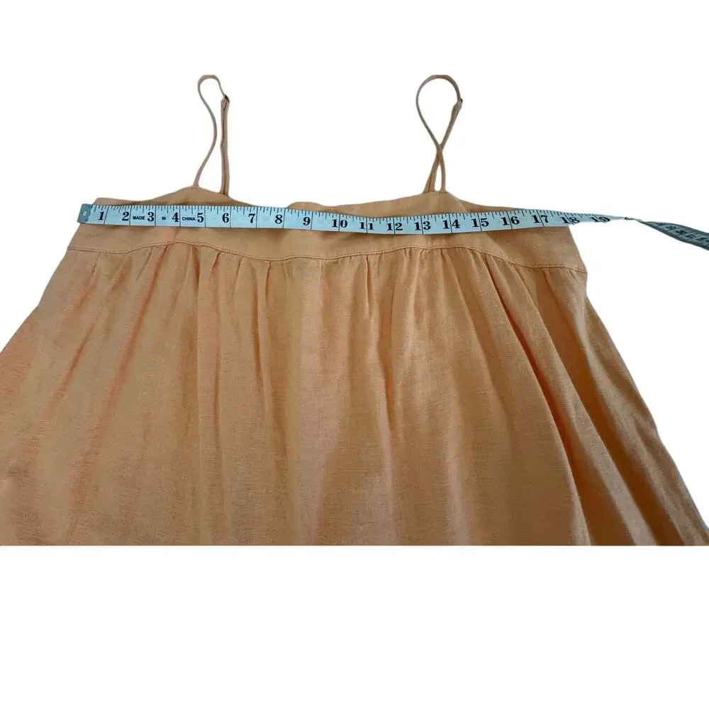 Abercrombie‎ Asymmetrical Linen Blend Tiered Maxi Dress in Orange Size LP